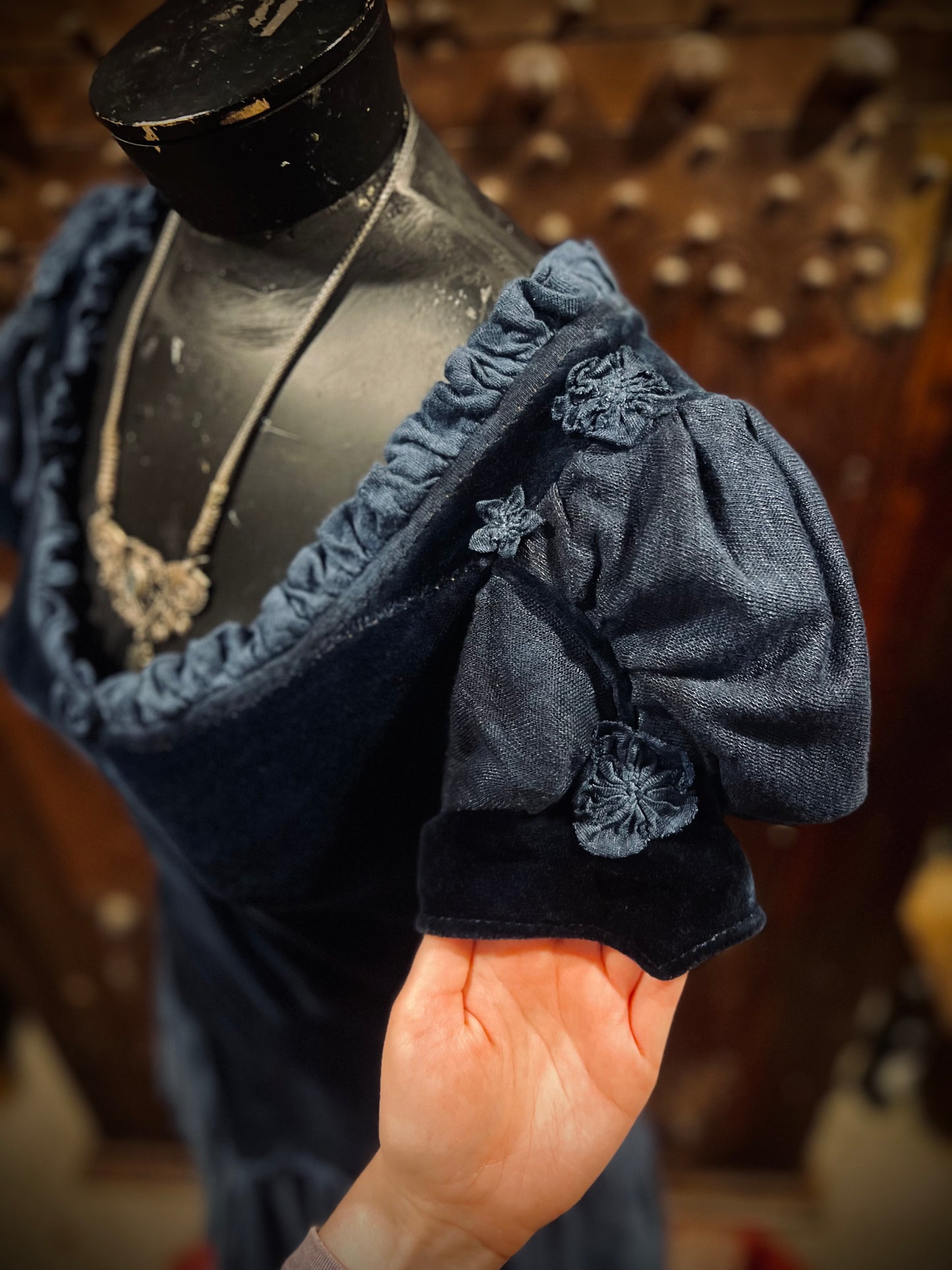 Blue princess velour lace up