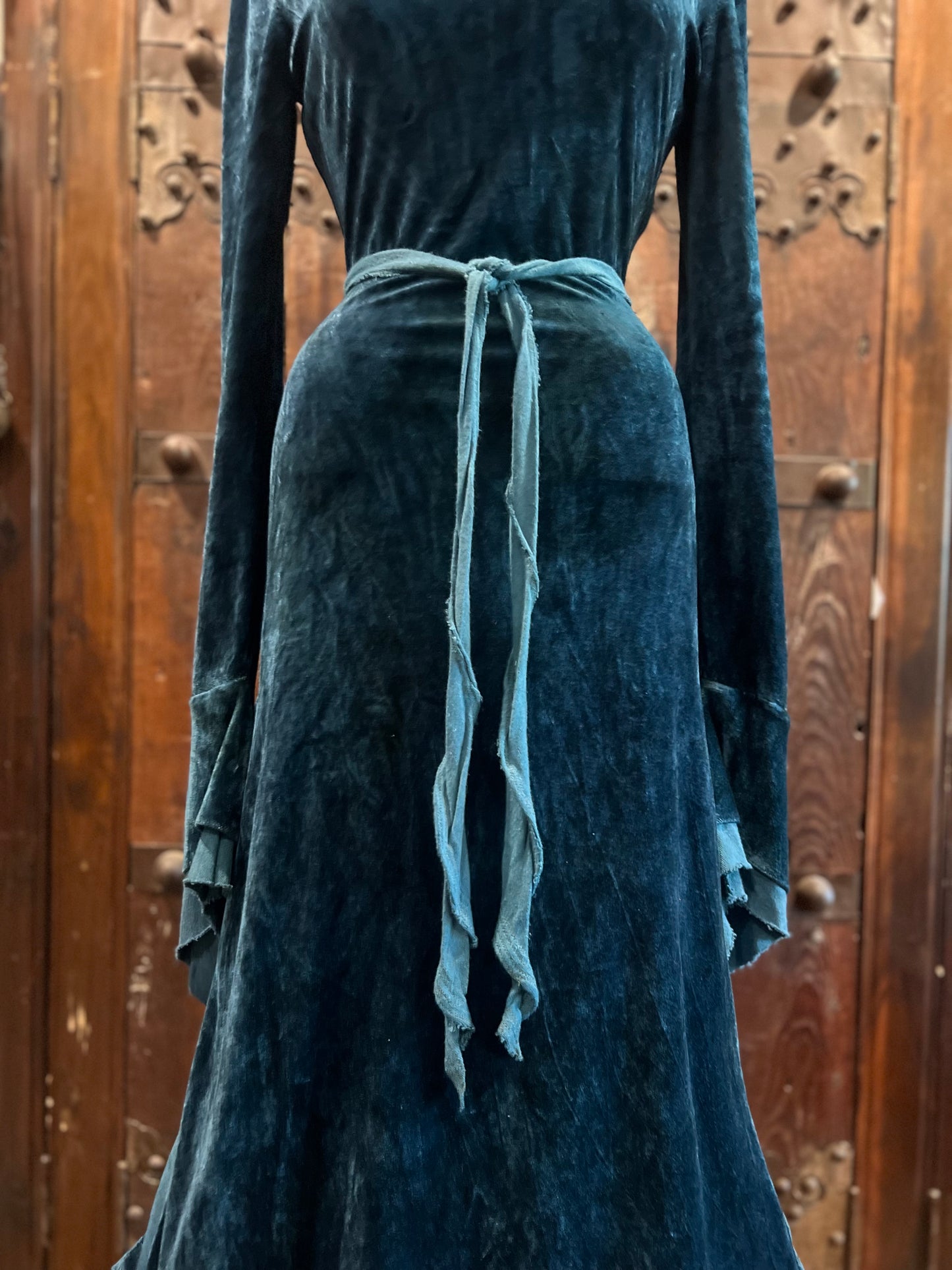 Blue Greenwood Dress in velour