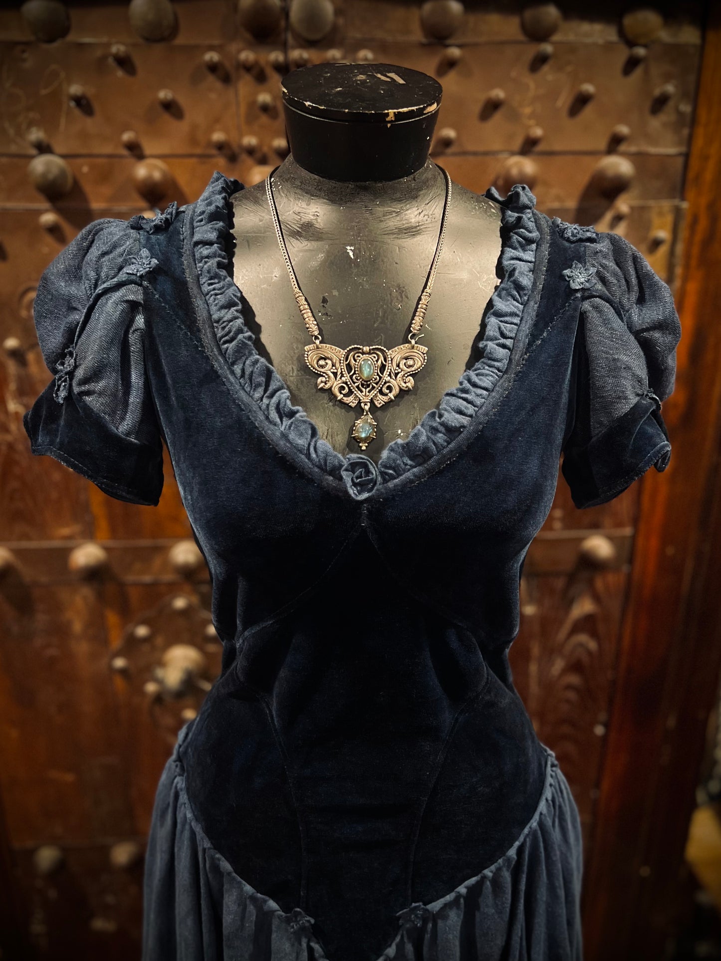 Blue princess velour lace up