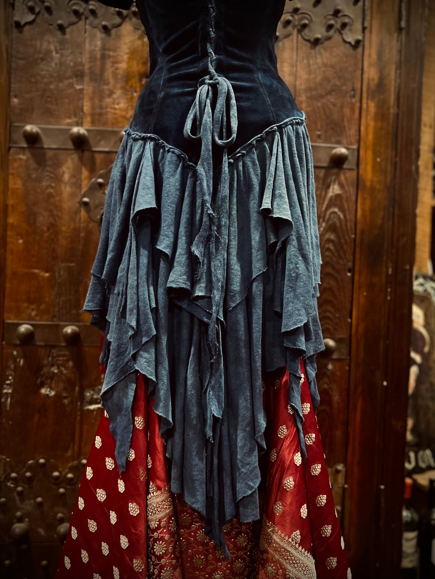 Blue princess velour lace up