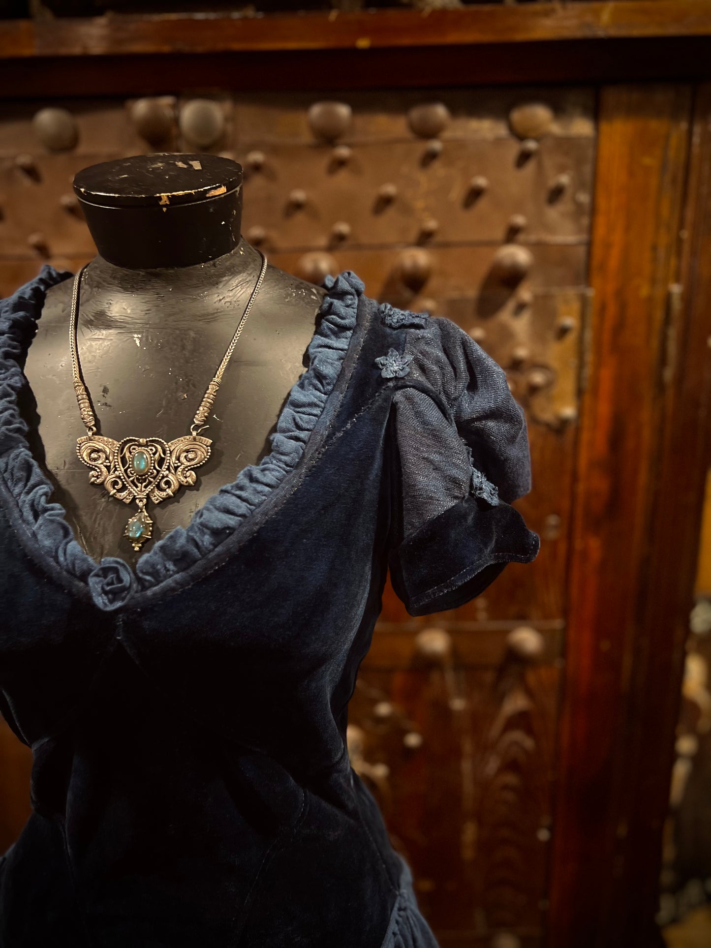 Blue princess velour lace up