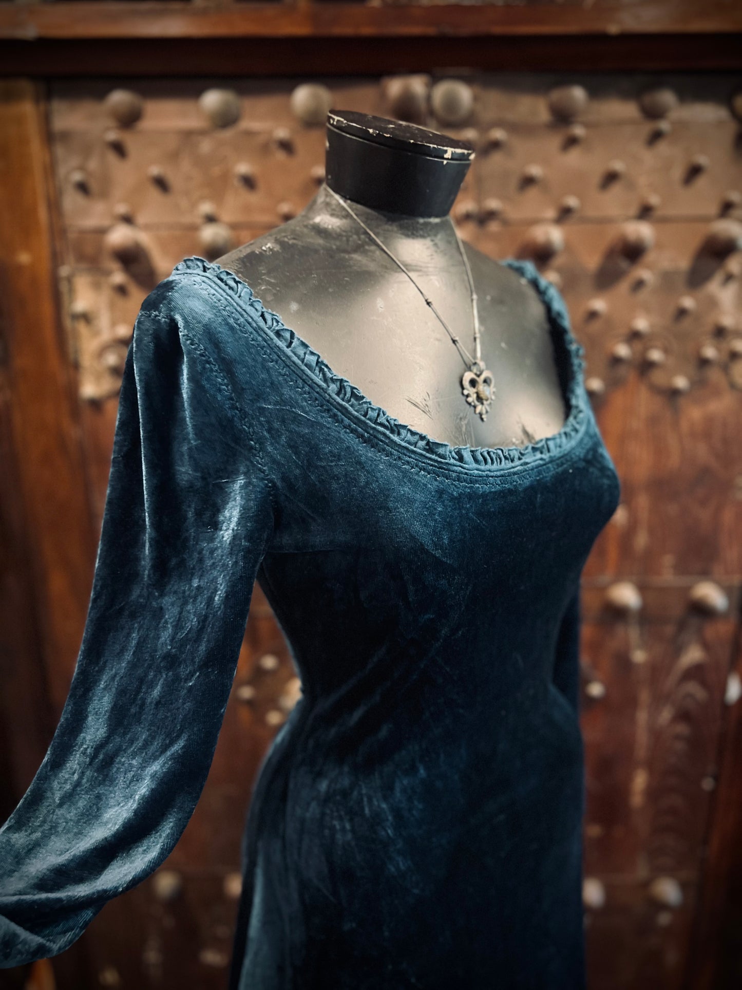 Blue Greenwood Dress in velour