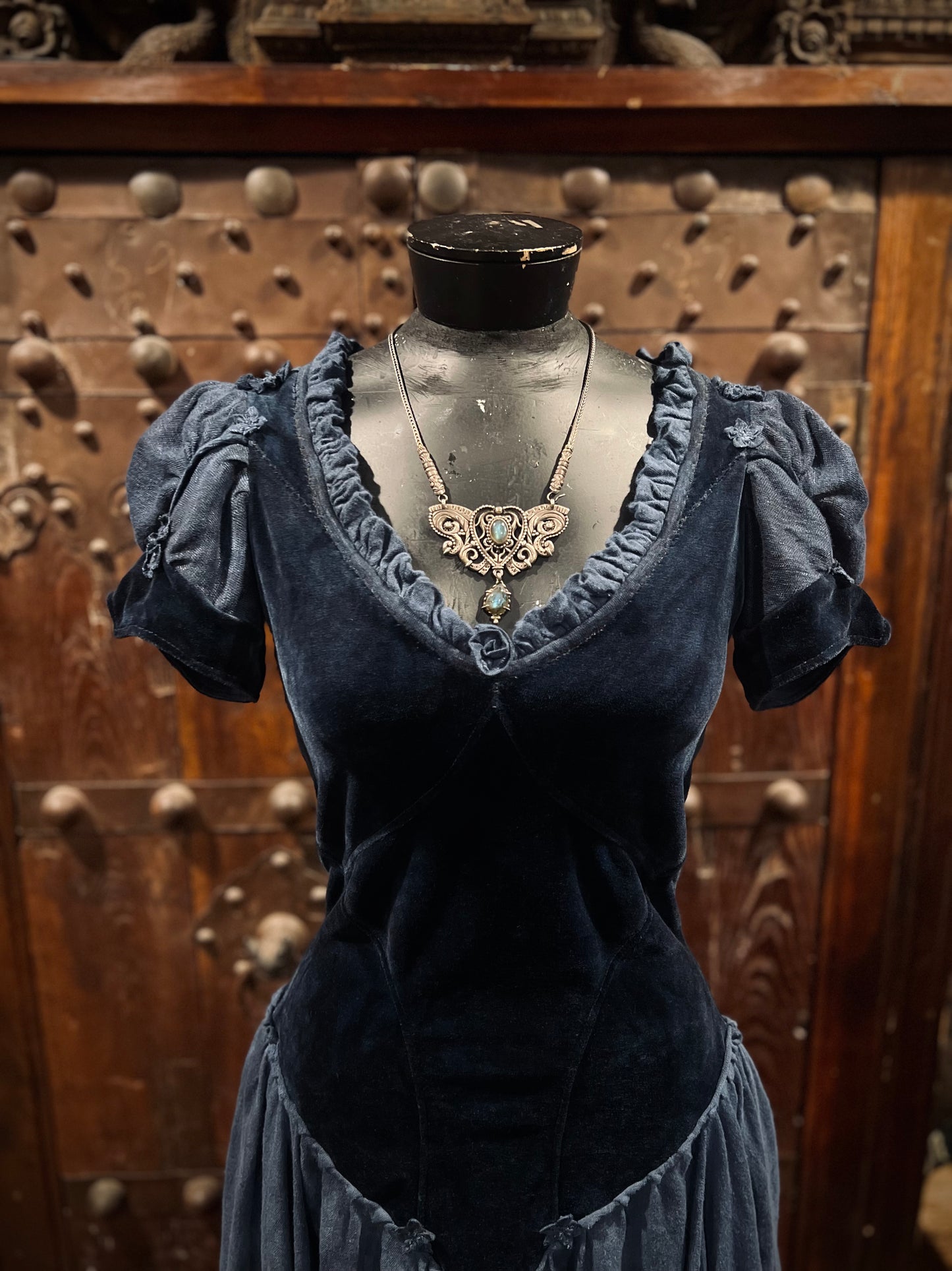 Blue princess velour lace up