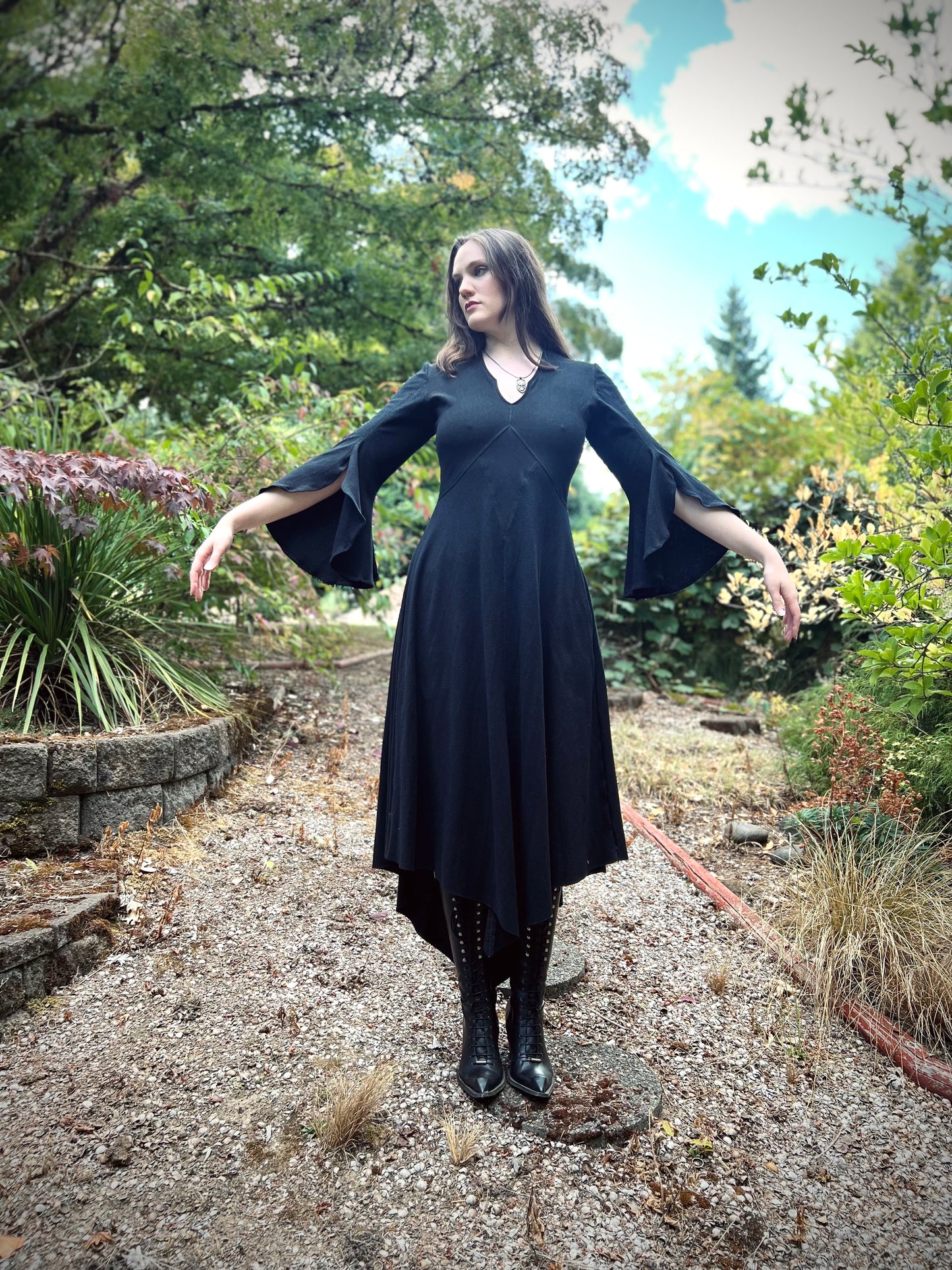 MADE TO ORDER  Queen of Diamonds Dress with Bell Sleeves