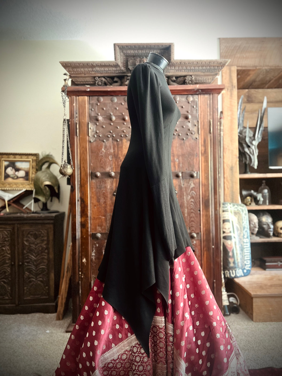 Rachel Dress in Black Waffle