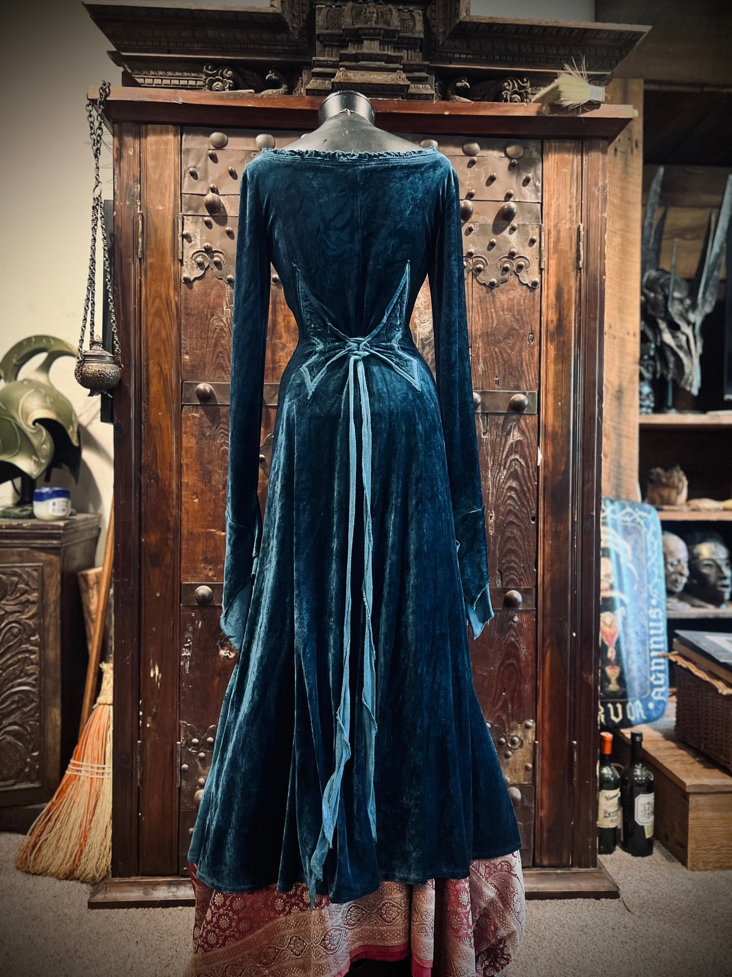 Blue Greenwood Dress in velour