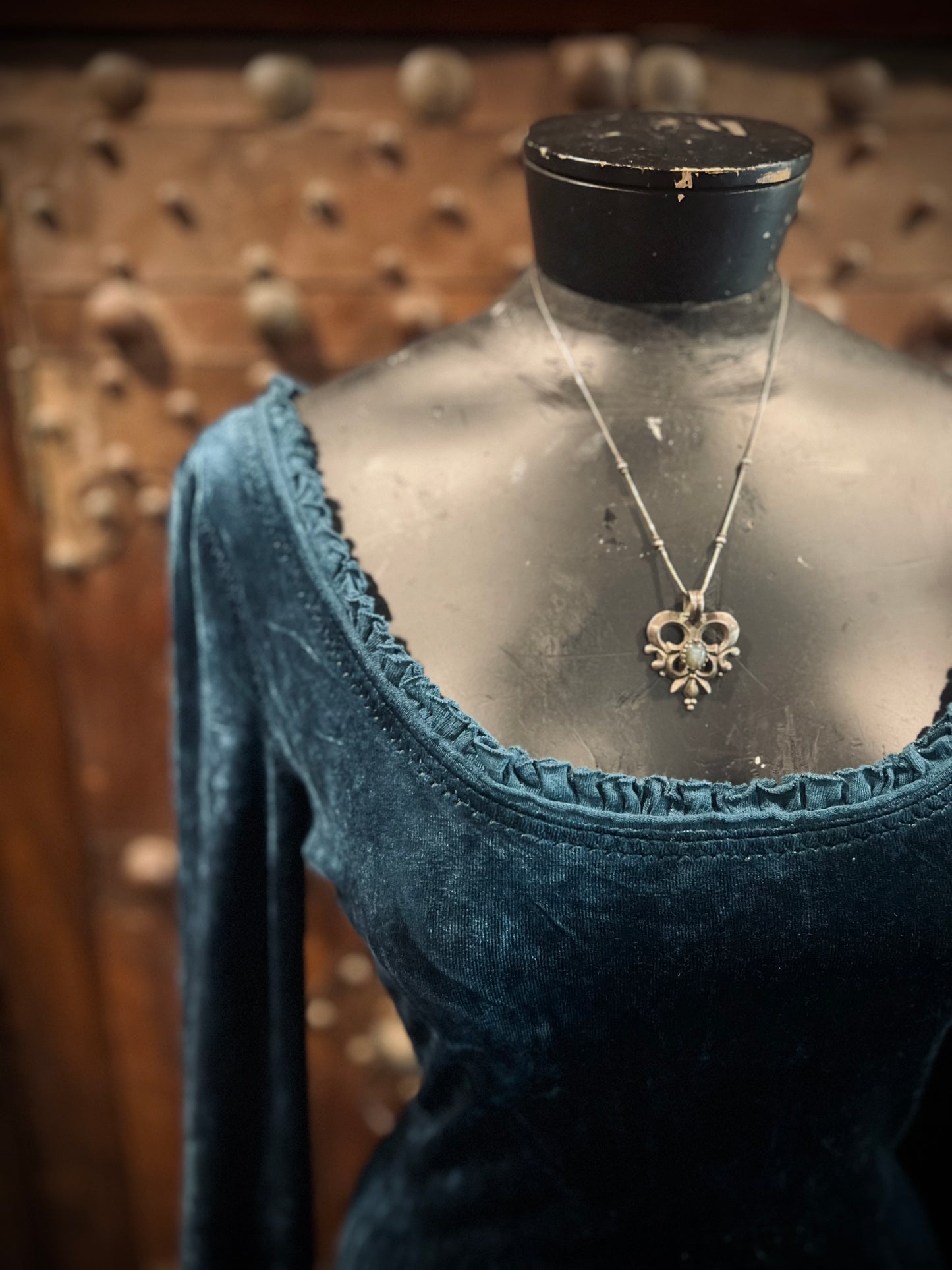 Blue Greenwood Dress in velour