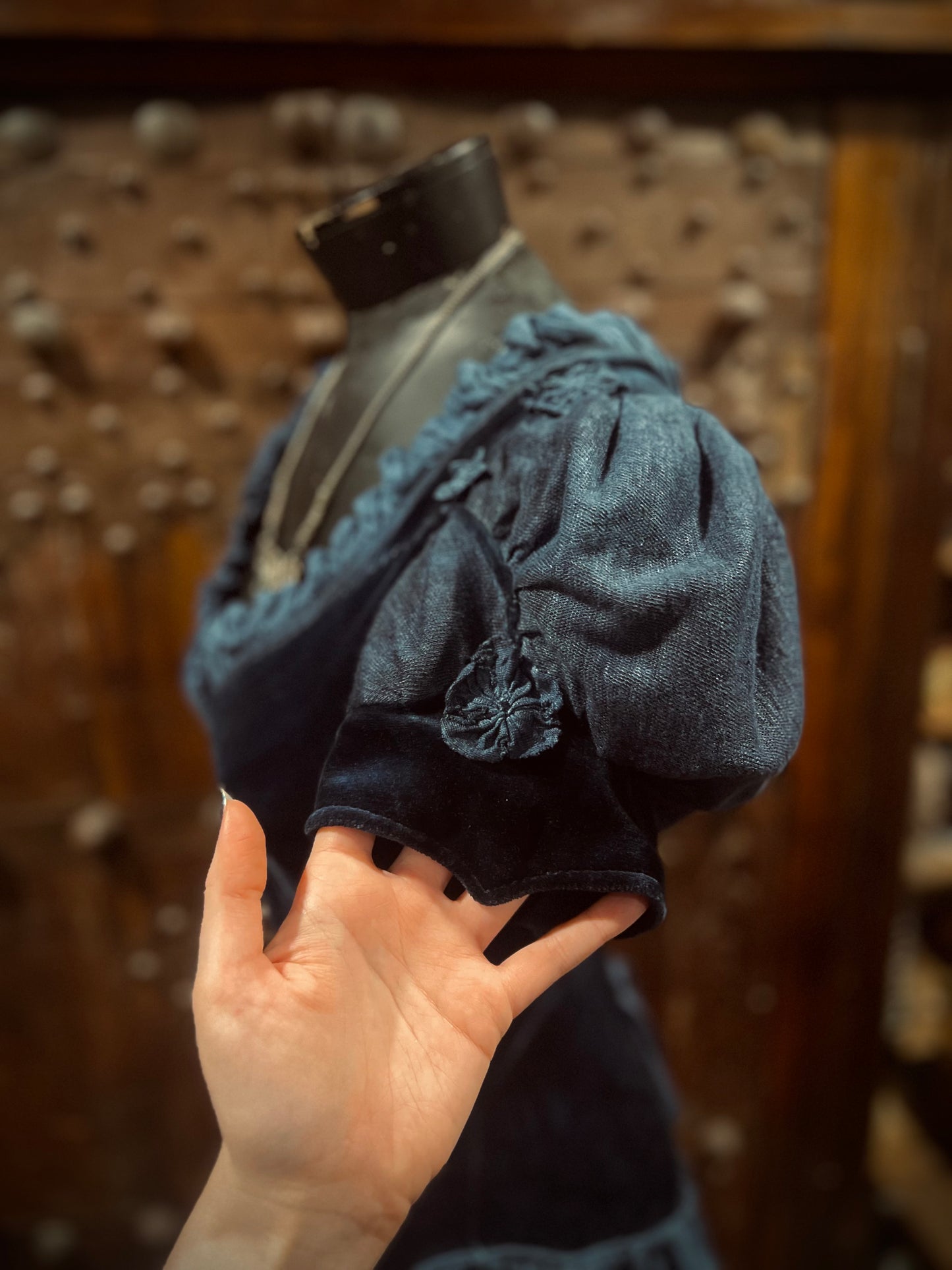 Blue princess velour lace up