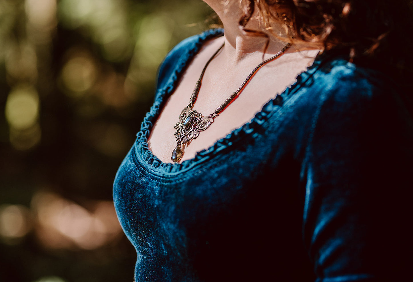 Blue Greenwood Dress in velour