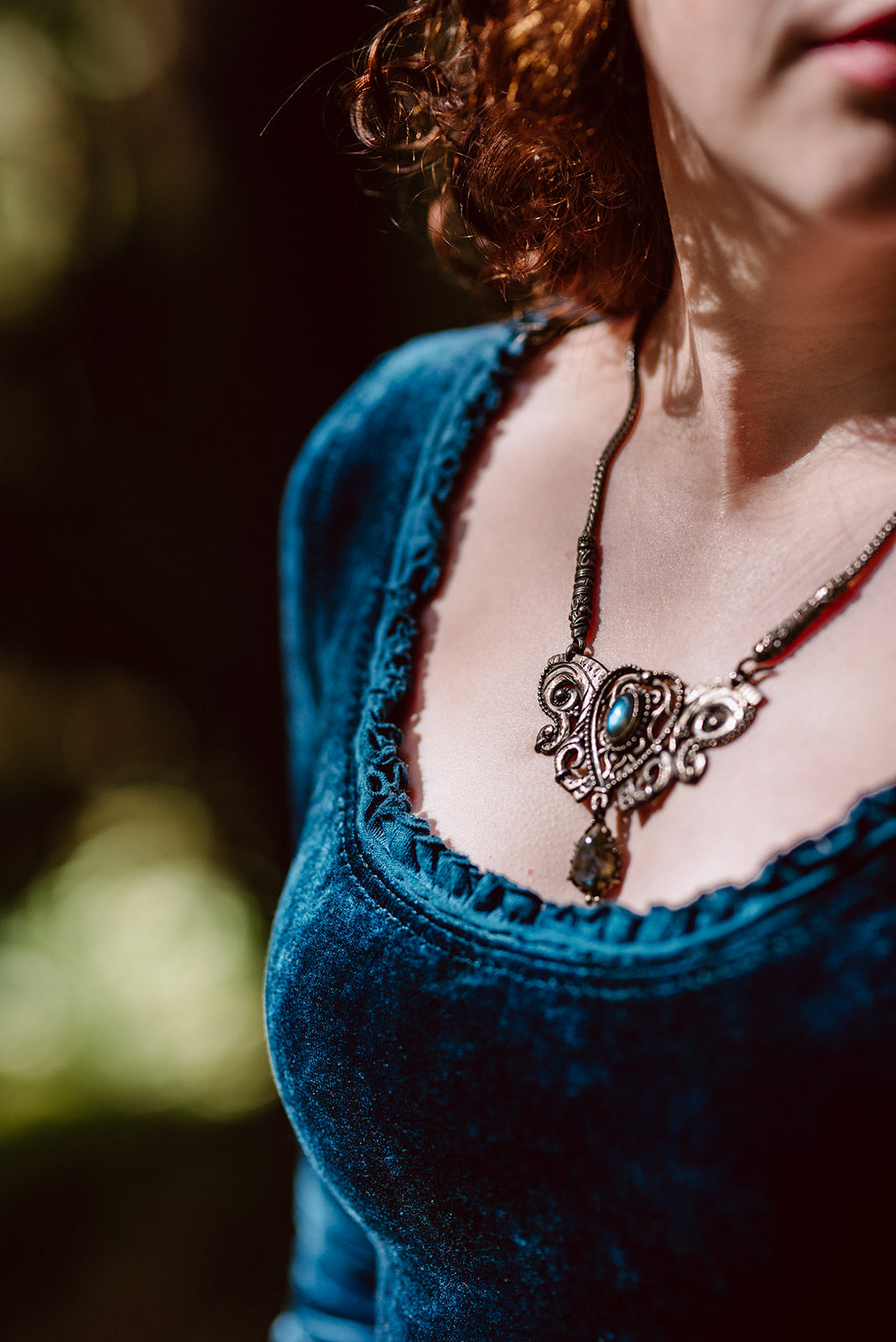 Blue Greenwood Dress in velour