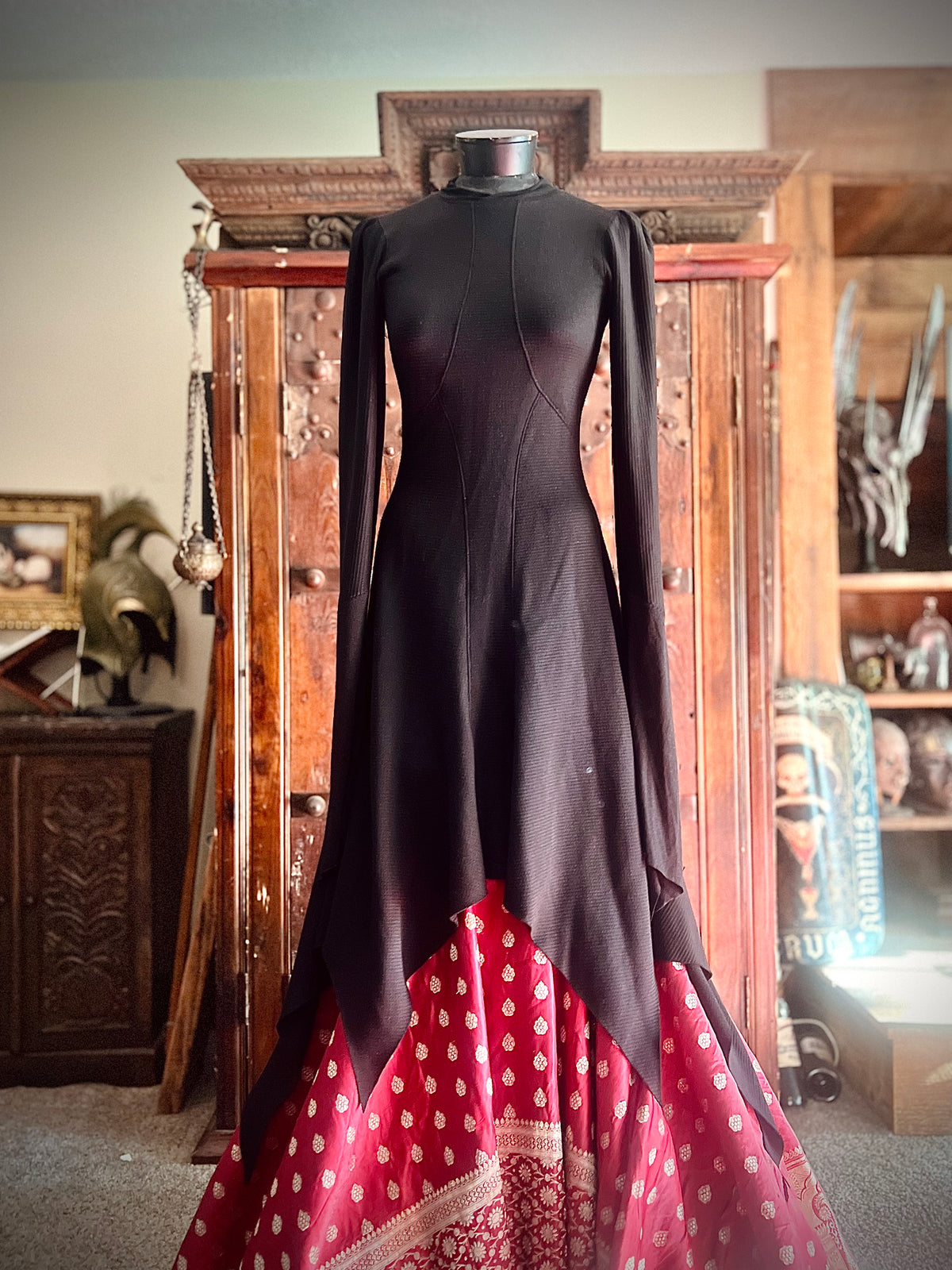 Rachel Dress in Black Waffle