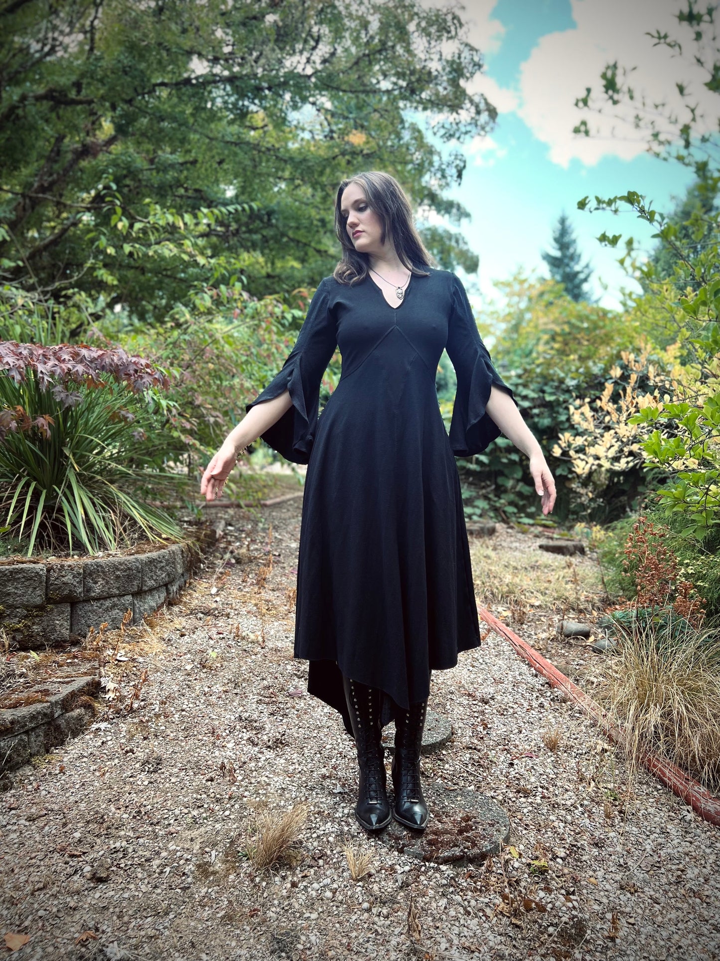 MADE TO ORDER  Queen of Diamonds Dress with Bell Sleeves