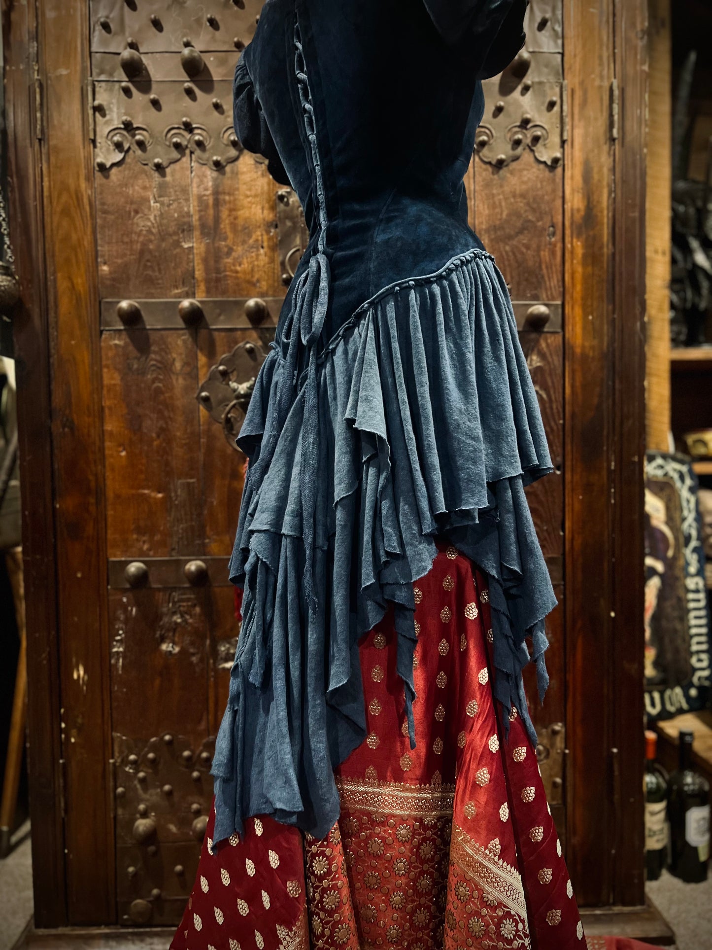 Blue princess velour lace up