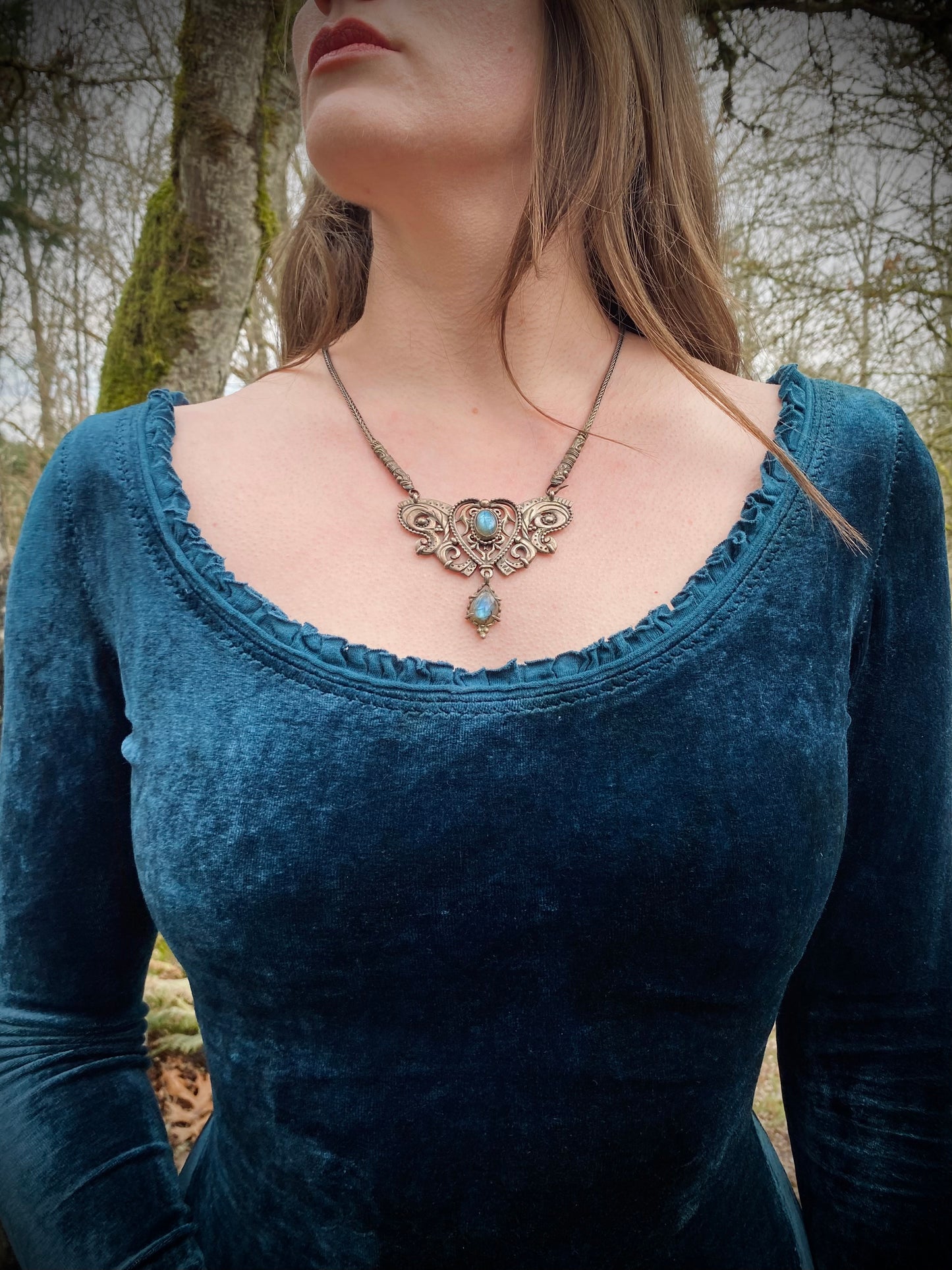 Blue Greenwood Dress in velour