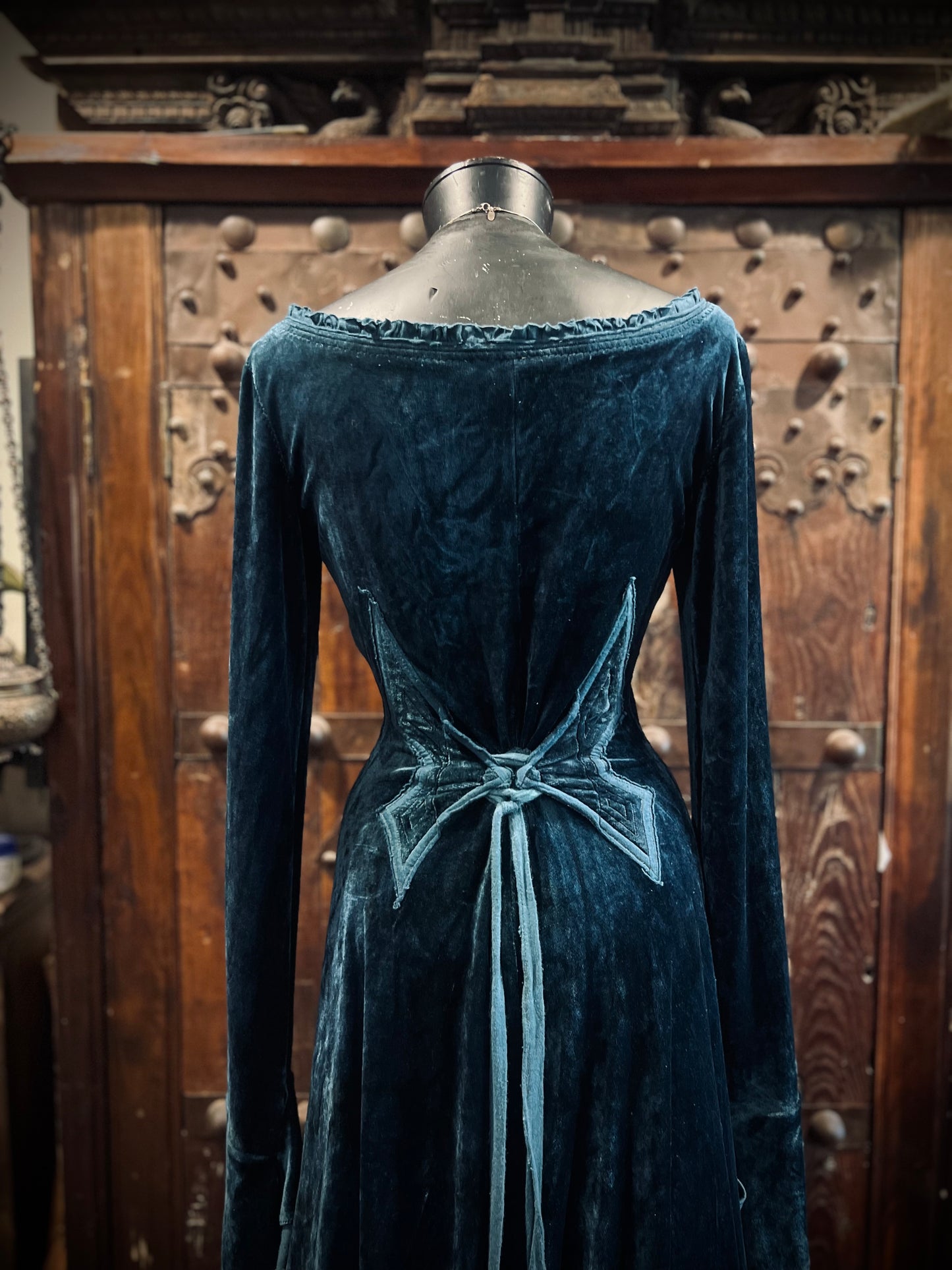 Blue Greenwood Dress in velour