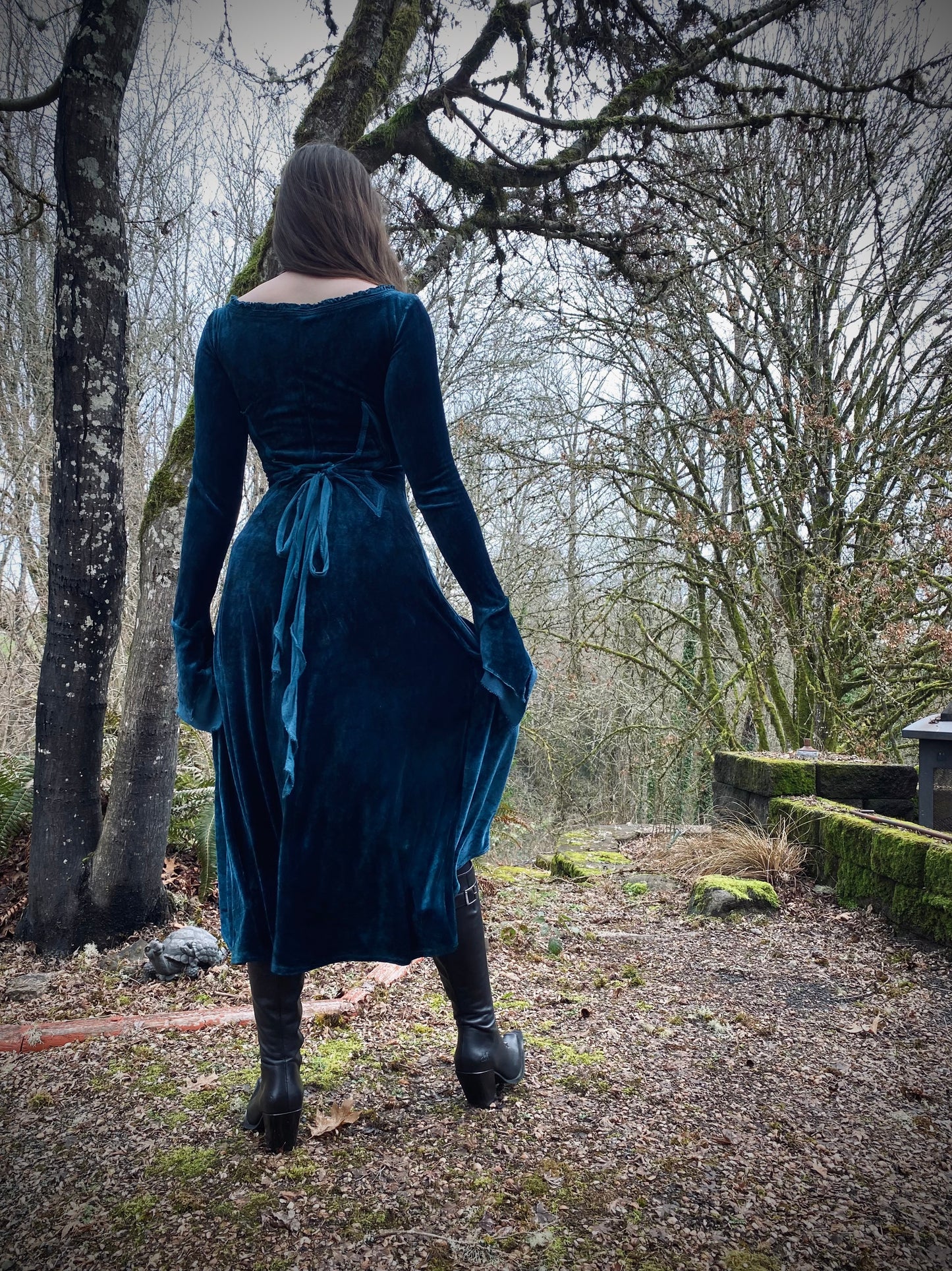 Blue Greenwood Dress in velour