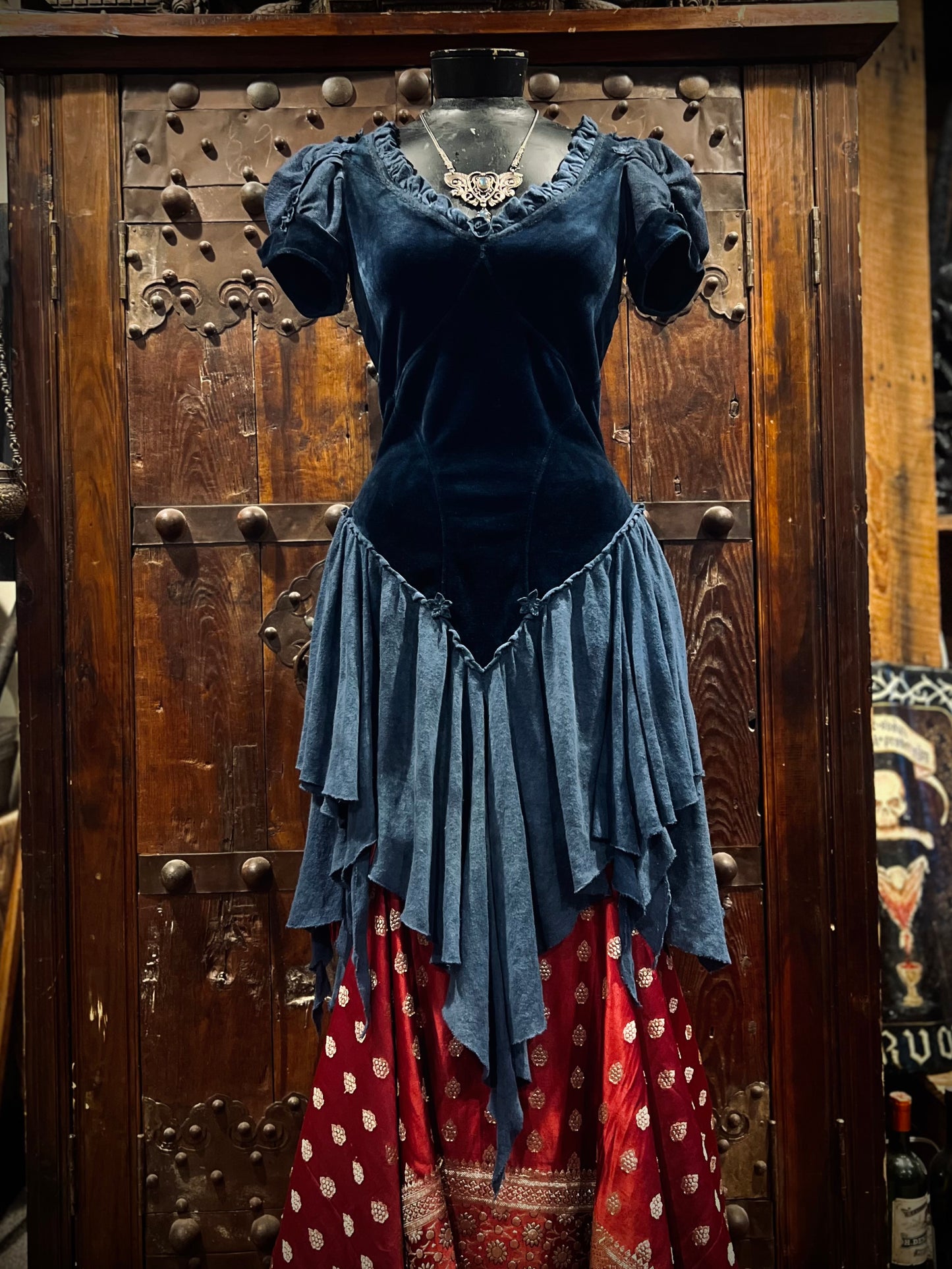 Blue princess velour lace up