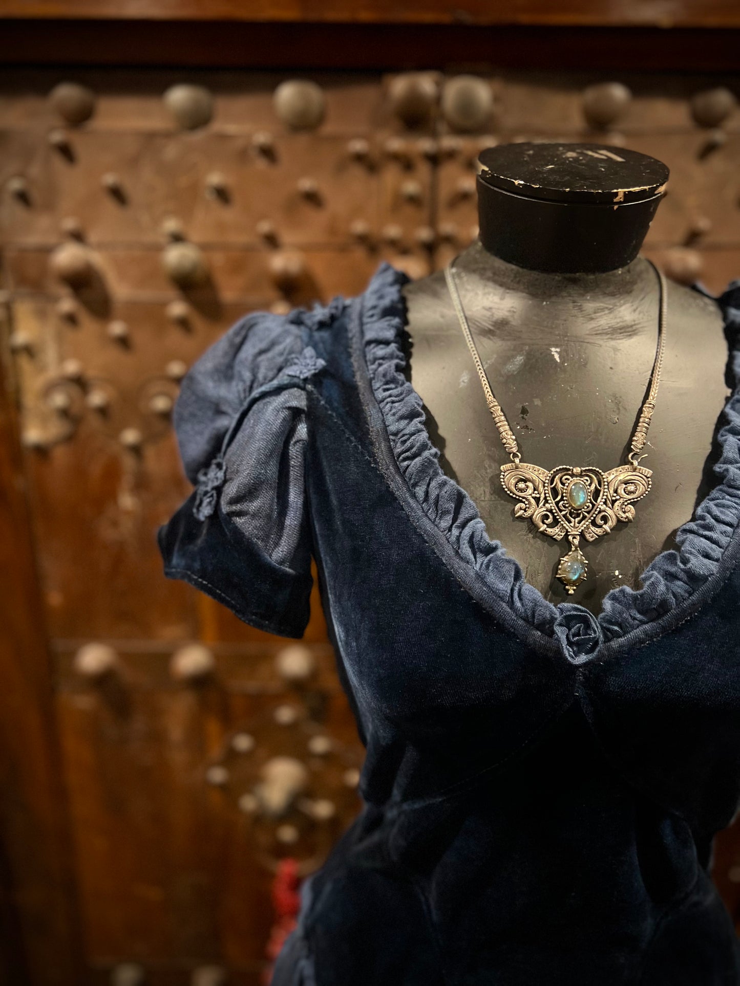 Blue princess velour lace up