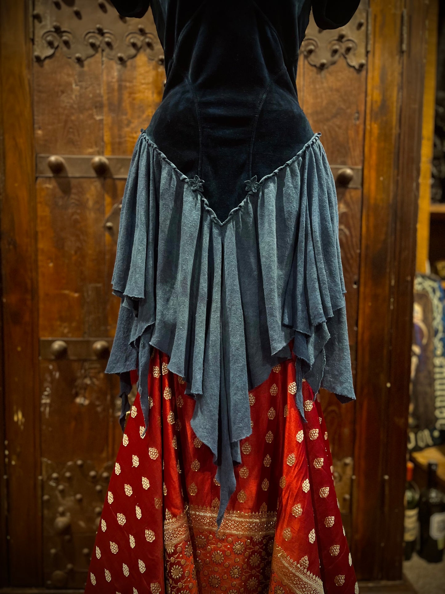 Blue princess velour lace up