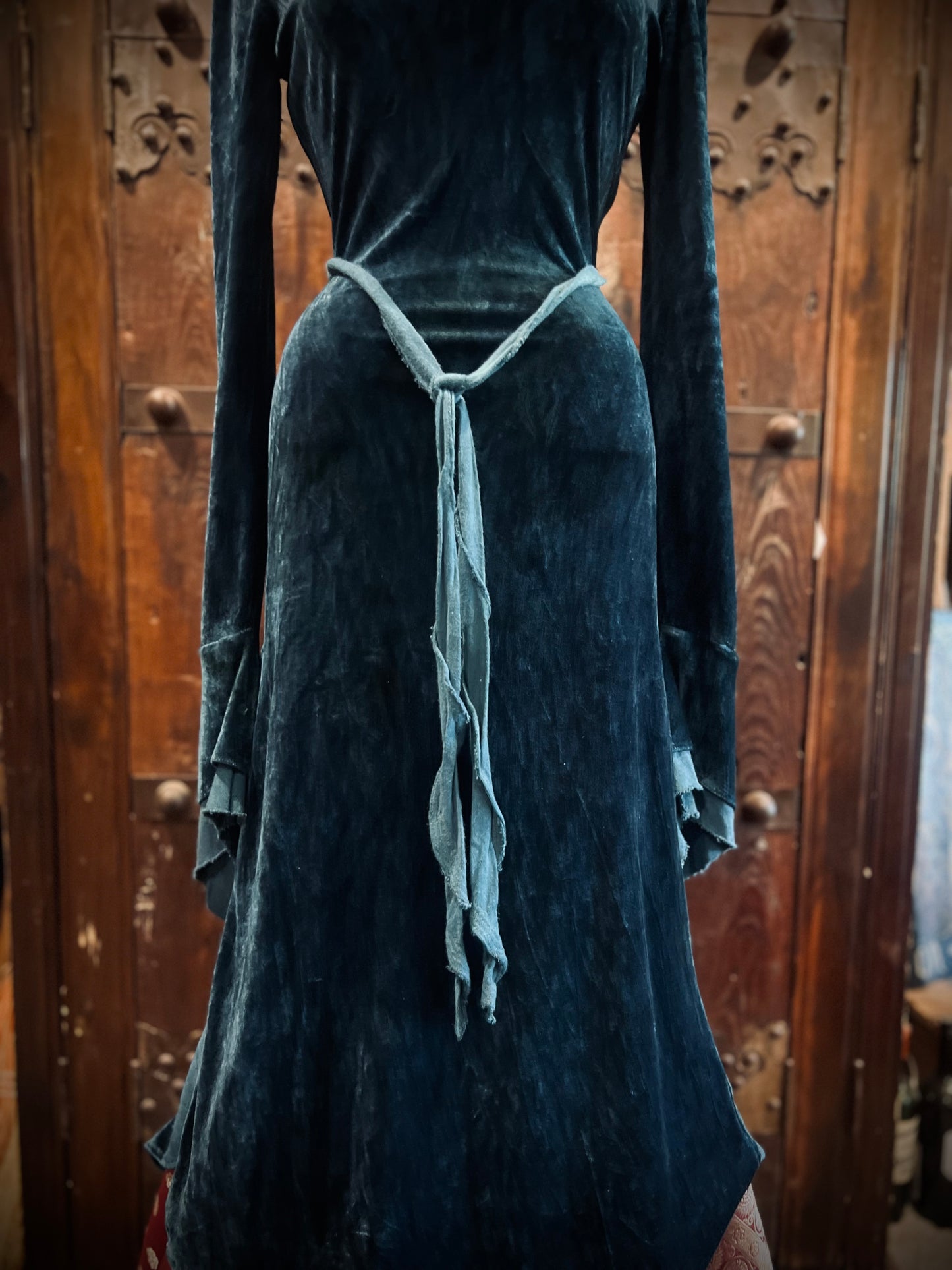 Blue Greenwood Dress in velour