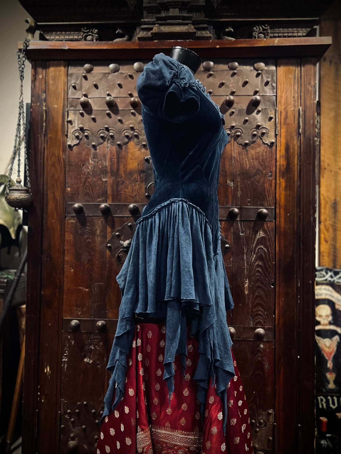 Blue princess velour lace up