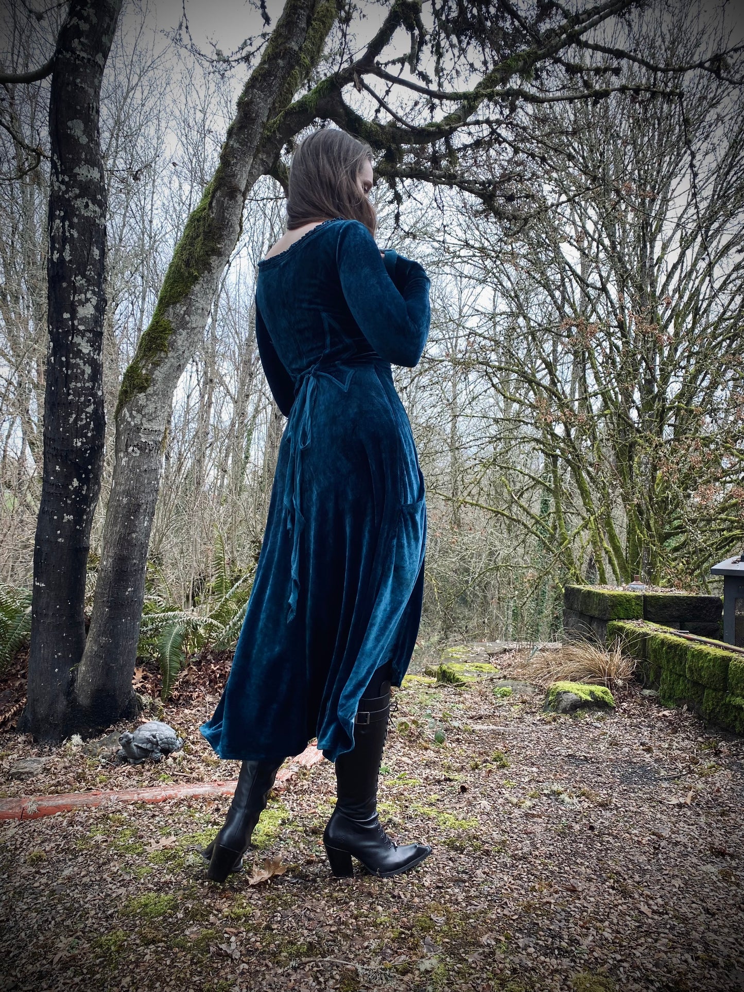 Blue Greenwood Dress in velour