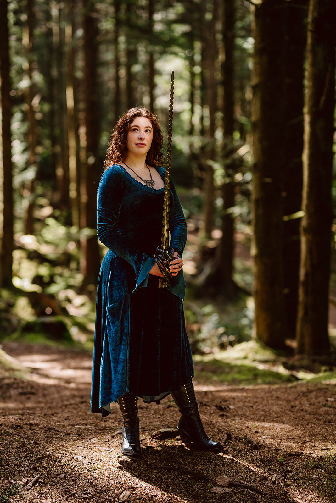 Blue Greenwood Dress in velour