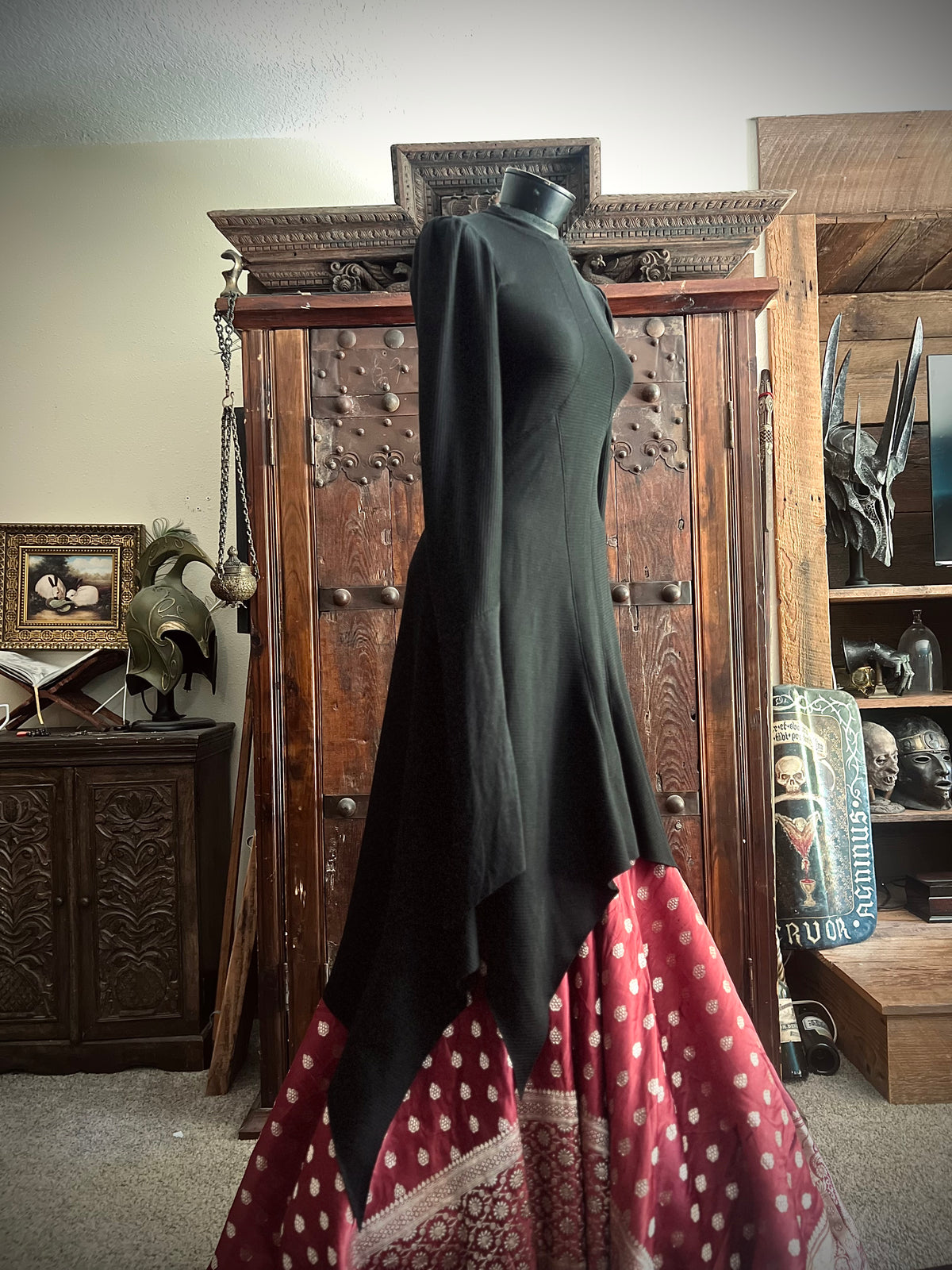 Rachel Dress in Black Waffle
