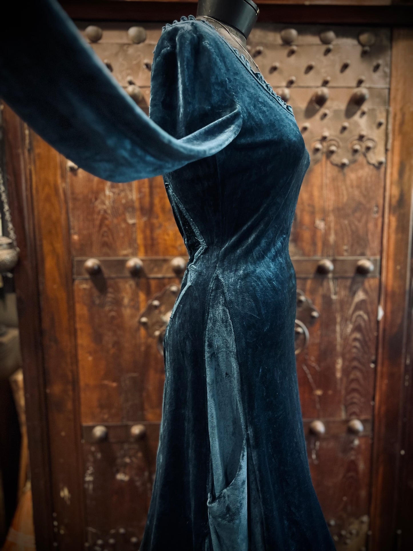 Blue Greenwood Dress in velour