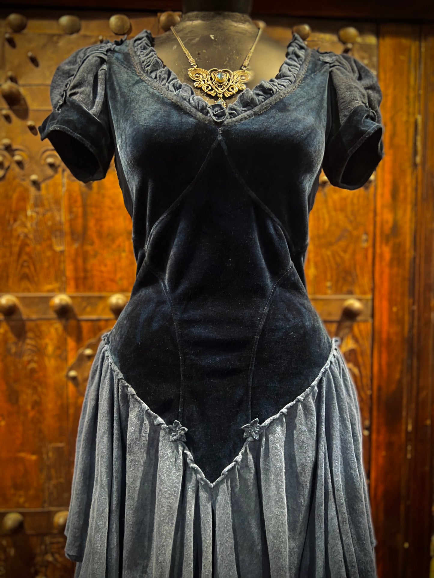 Blue princess velour lace up