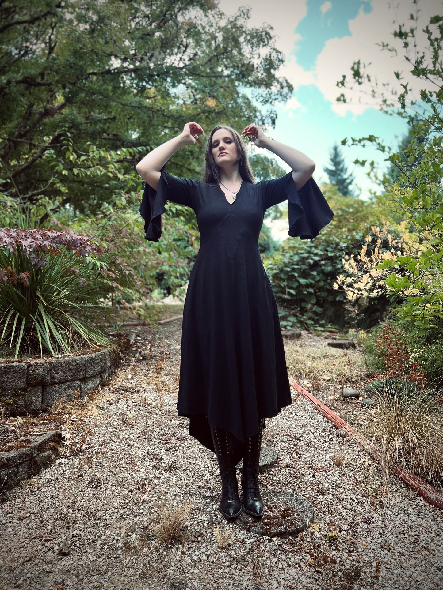 MADE TO ORDER  Queen of Diamonds Dress with Bell Sleeves