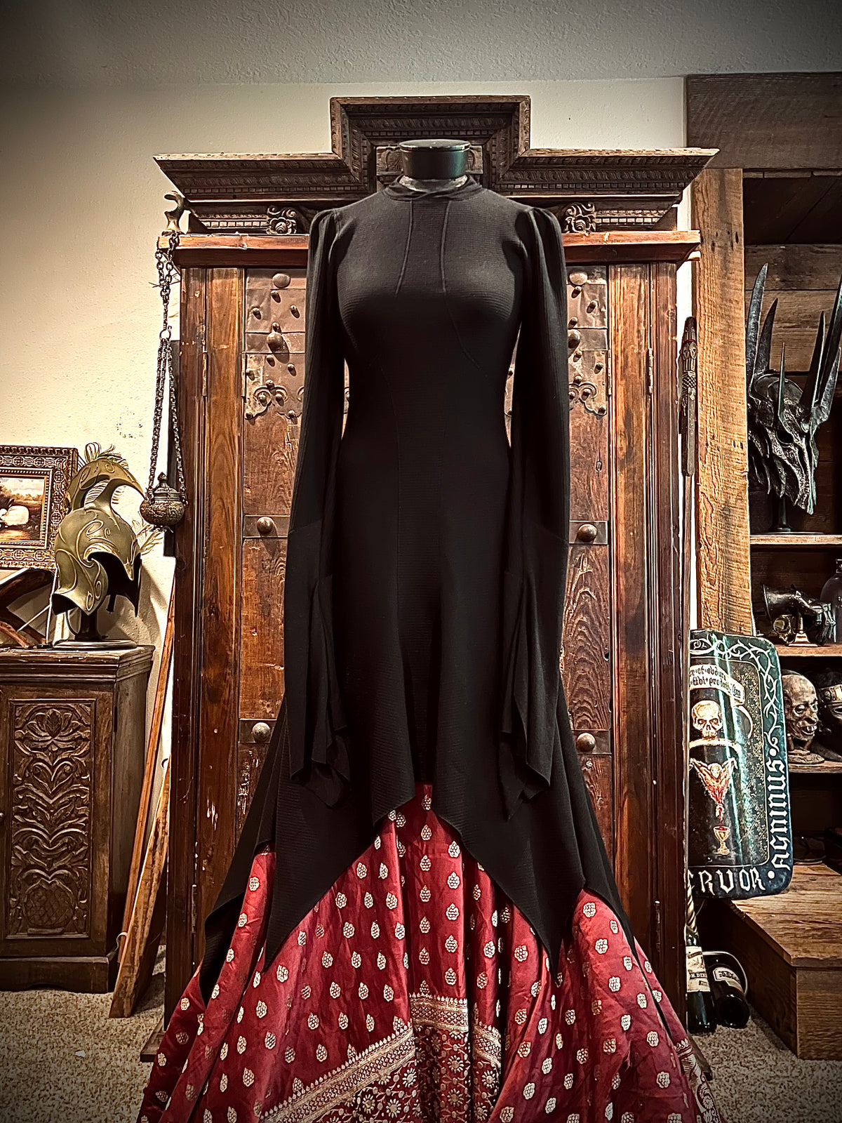 Rachel Dress in Black Waffle