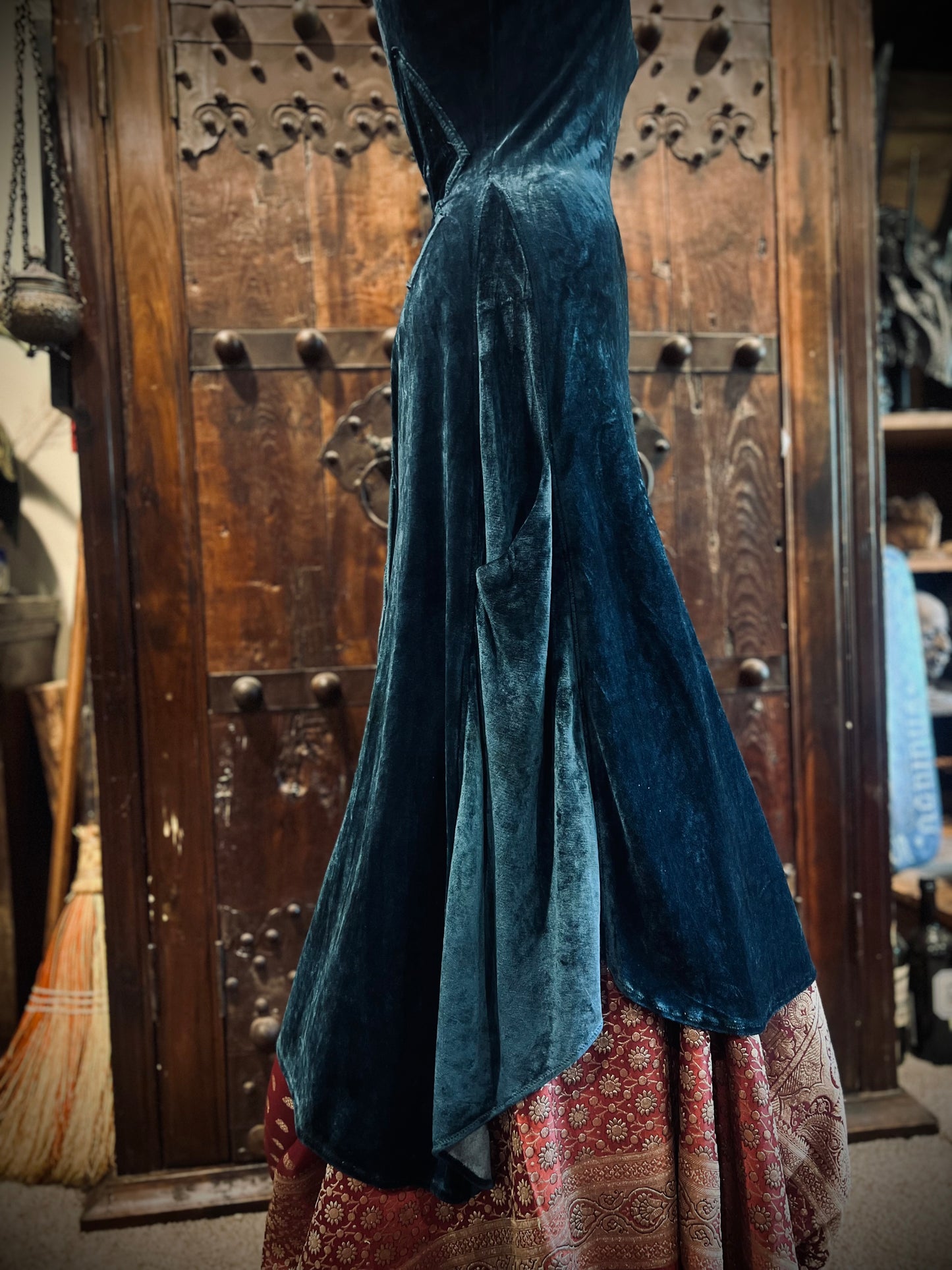 Blue Greenwood Dress in velour