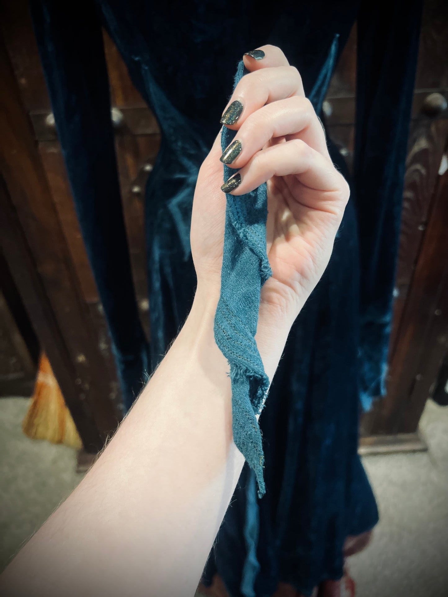 Blue Greenwood Dress in velour