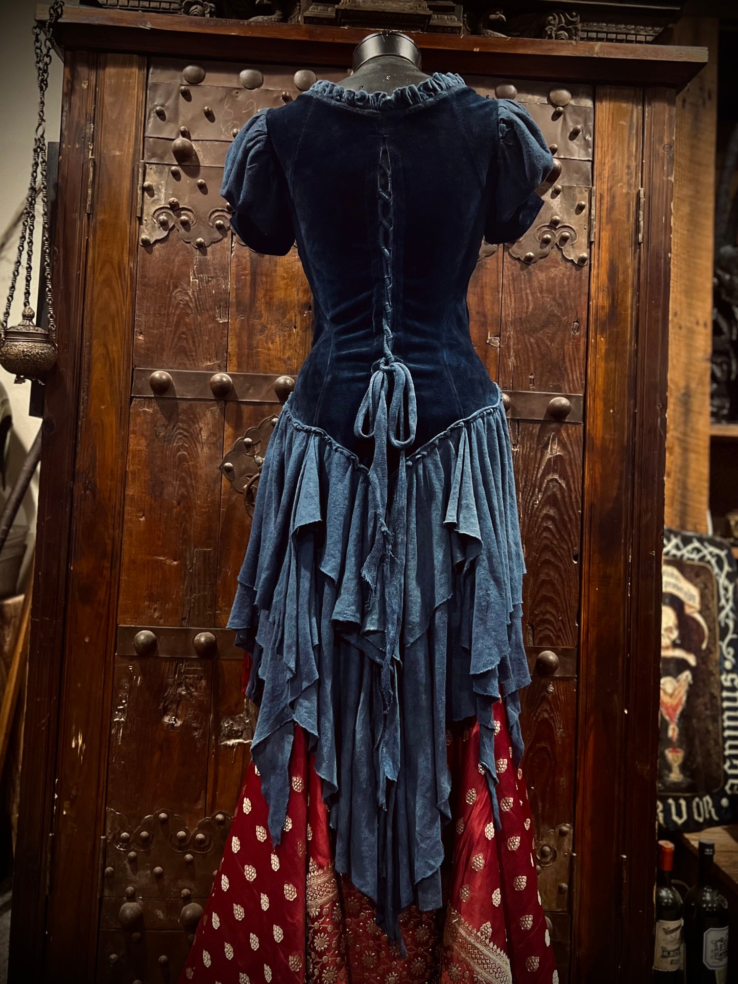 Blue princess velour lace up