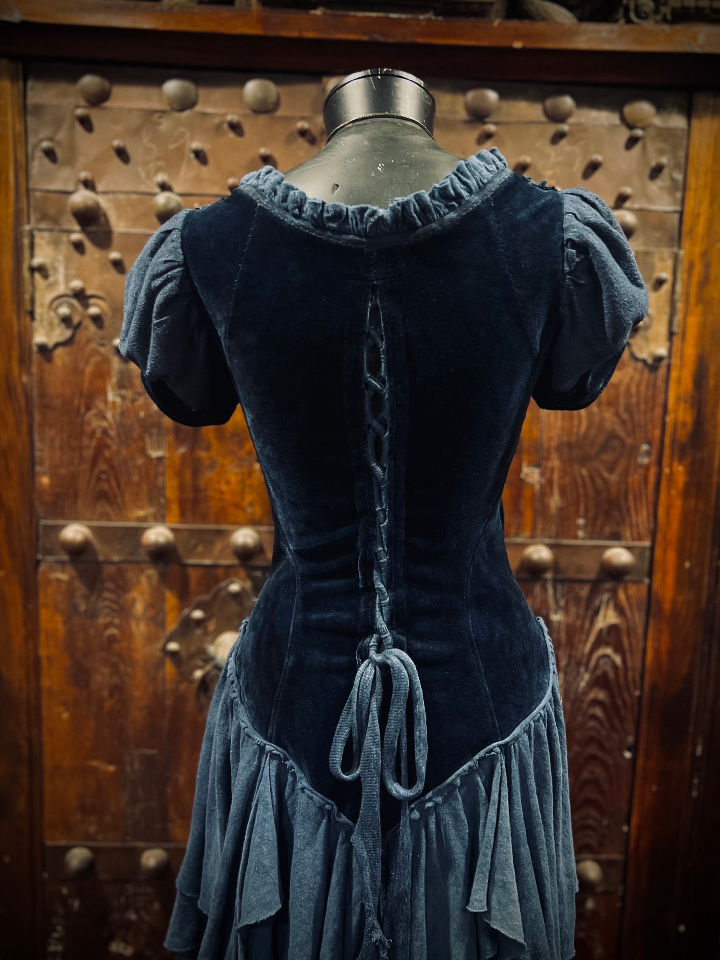 Blue princess velour lace up