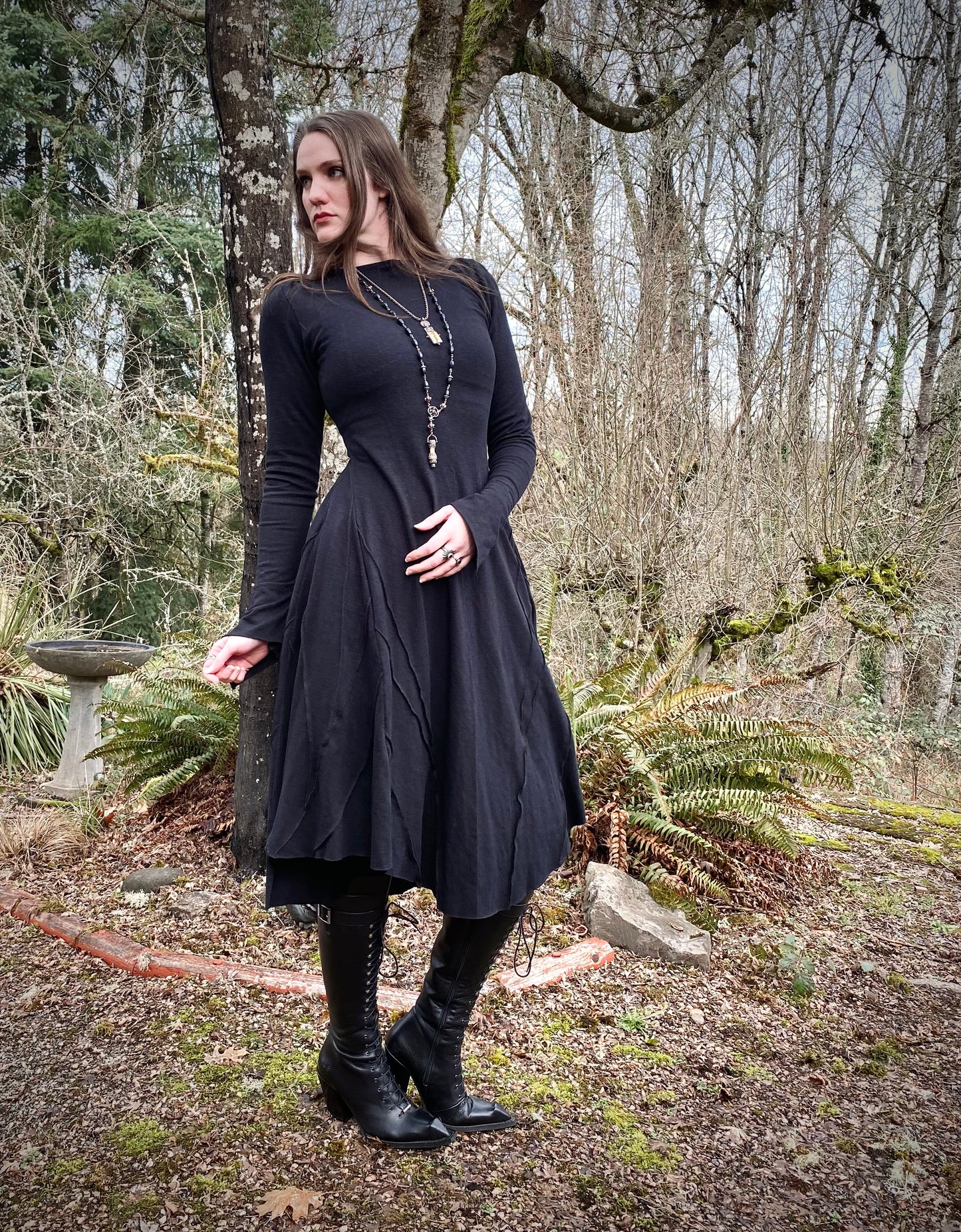 Long Sleeve Selkie Dress in Black