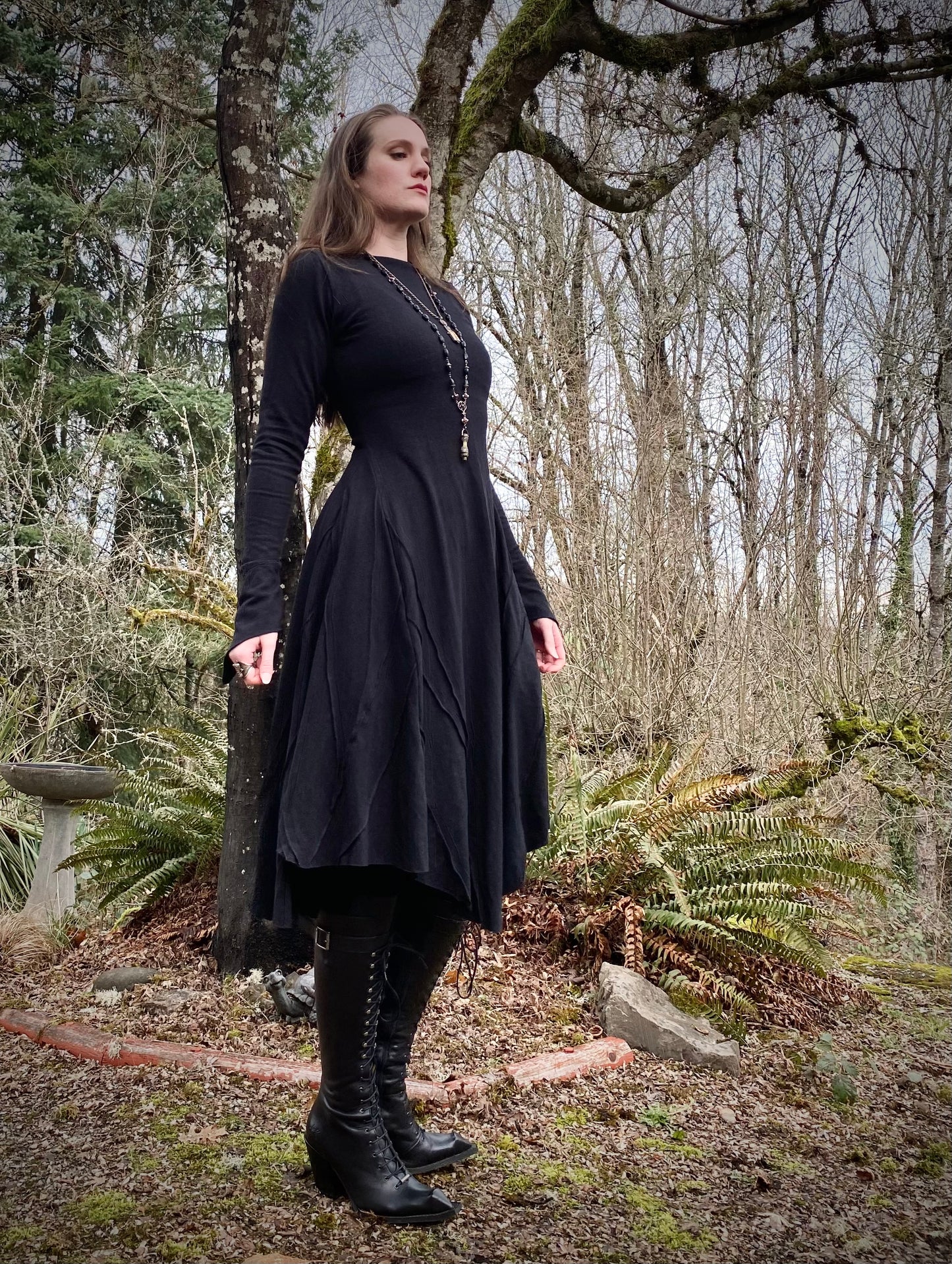 Long Sleeve Selkie Dress in Black