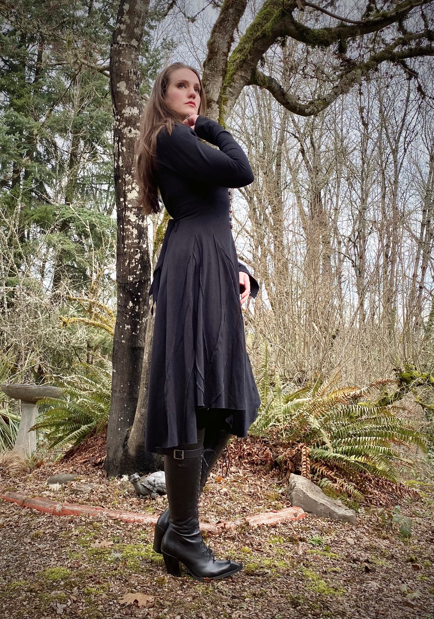 Long Sleeve Selkie Dress in Black