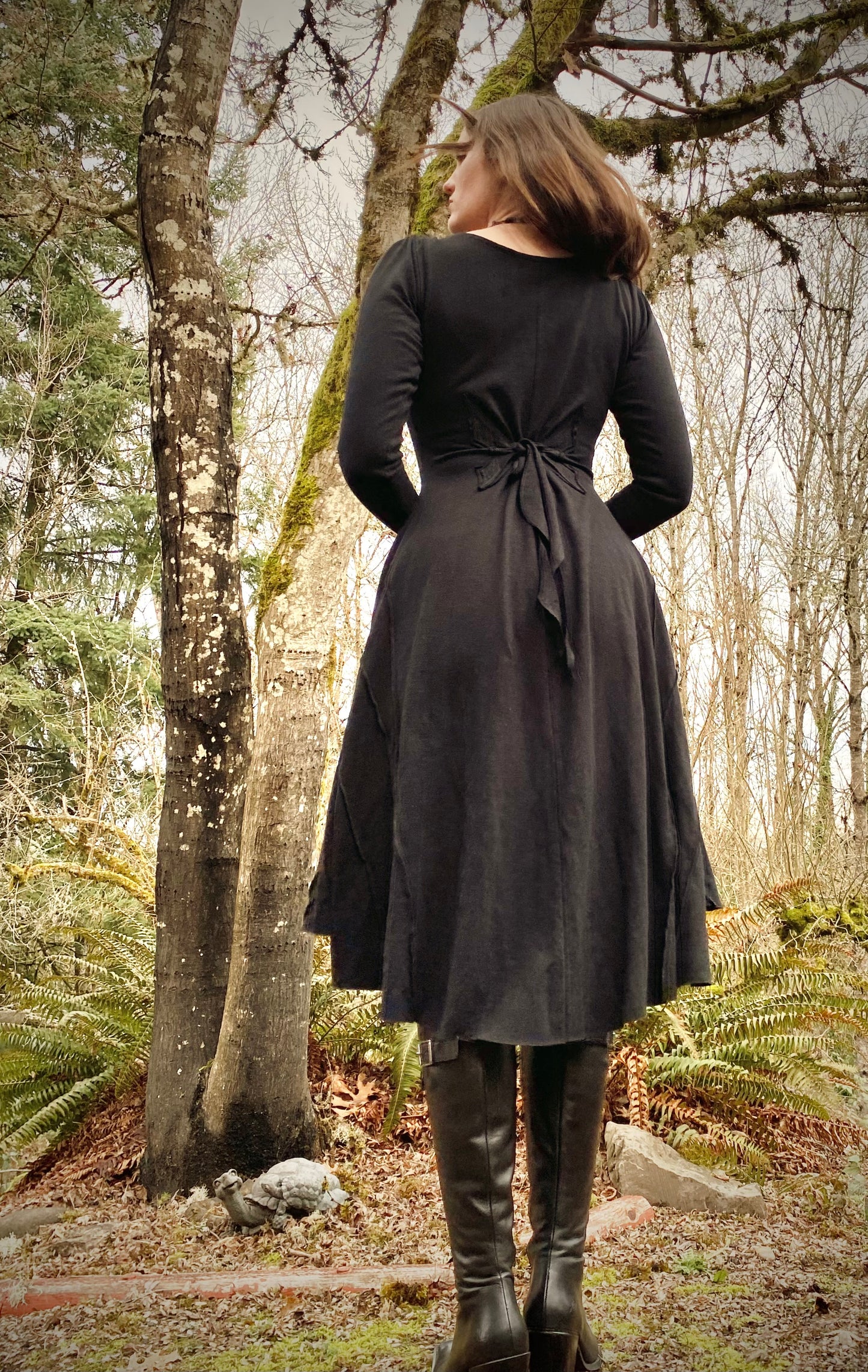 Long Sleeve Selkie Dress in Black