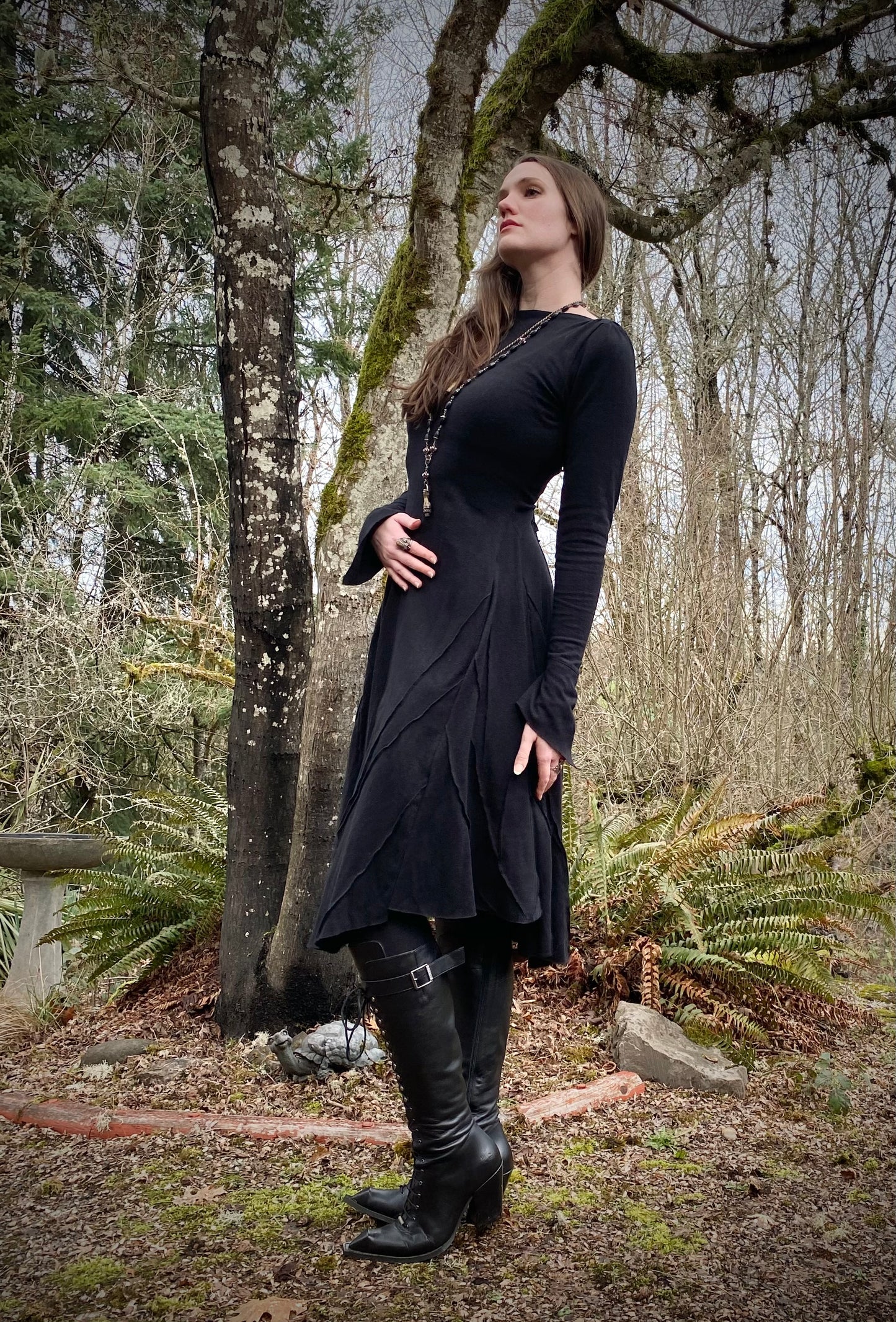 Long Sleeve Selkie Dress in Black