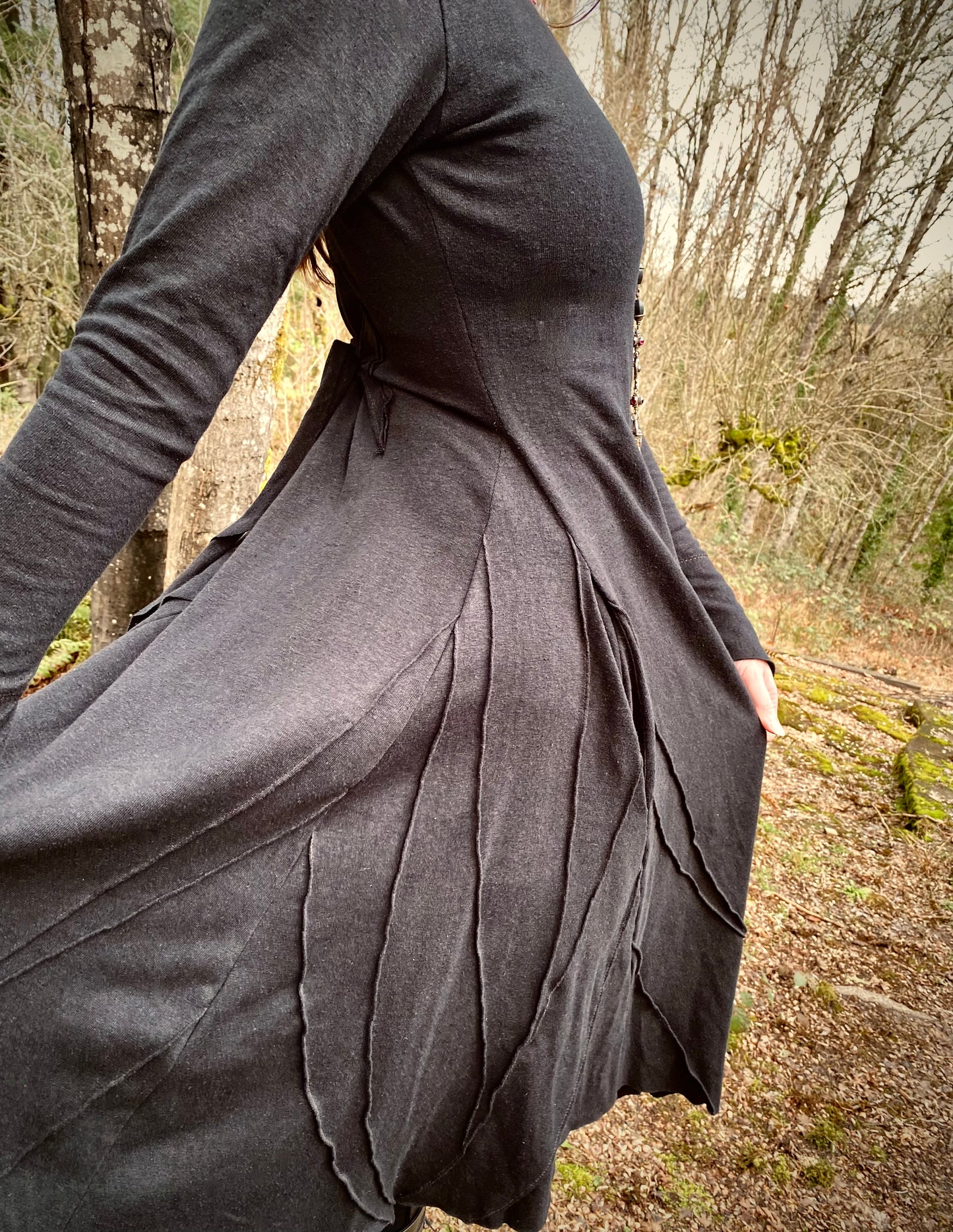 Long Sleeve Selkie Dress in Black